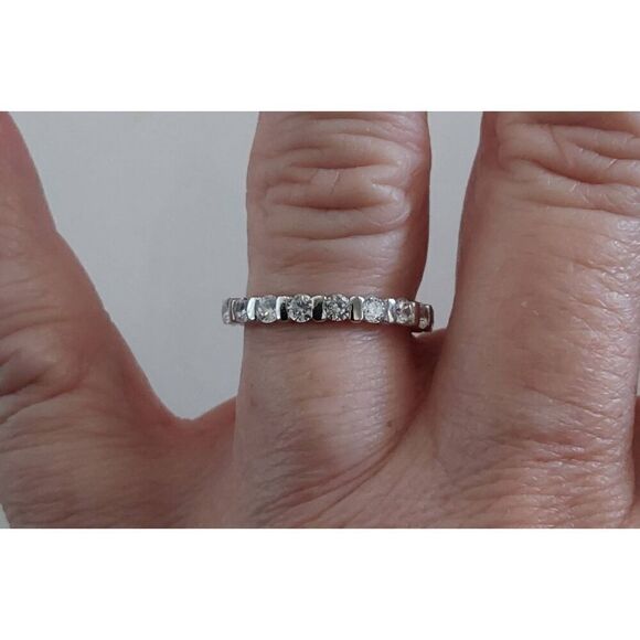 2 Ct. Round Cut Genuine Diamond Simulant Bar Link Eternith Band Ring Sz 9~925SS - Picture 5 of 5